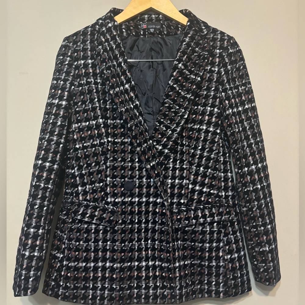 CARRÉ NOIR Italy Velvet Checked Blazer
